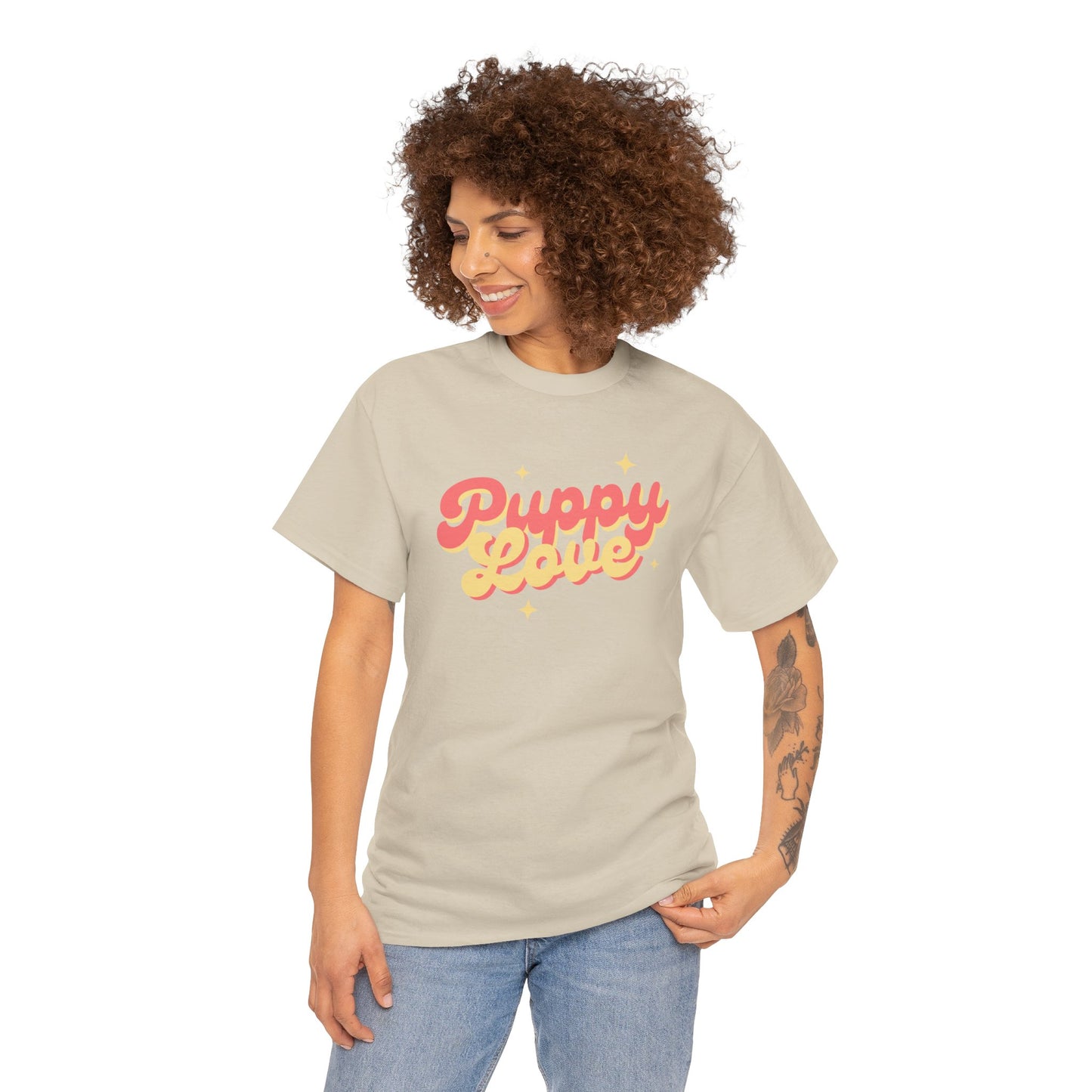 Puppy Love Retro - Unisex Heavy Cotton Tee