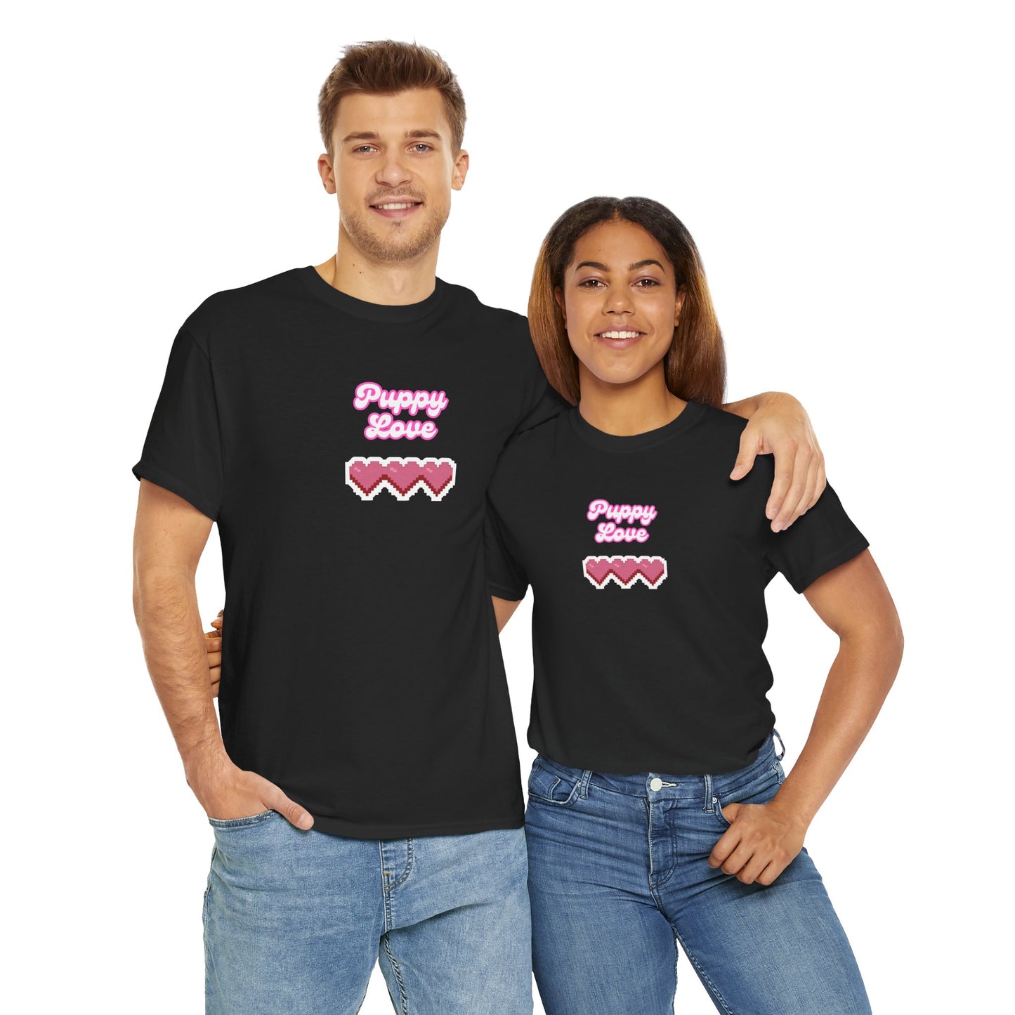 Puppy Love Hearts - Unisex Heavy Cotton Tee