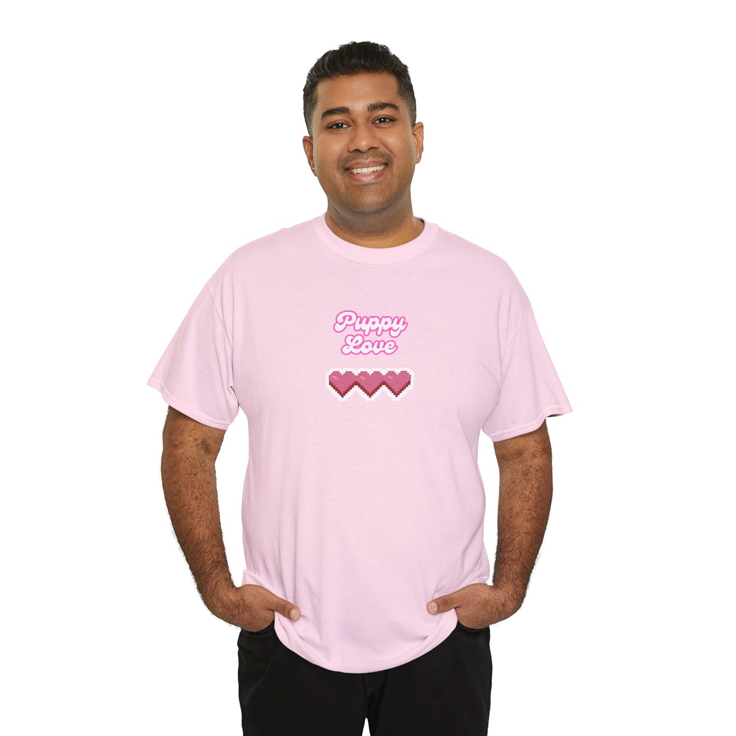 Puppy Love Hearts - Unisex Heavy Cotton Tee