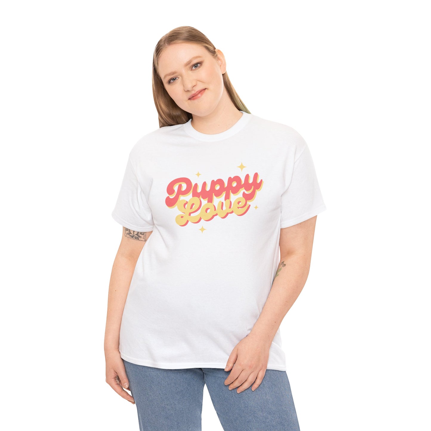 Puppy Love Retro - Unisex Heavy Cotton Tee